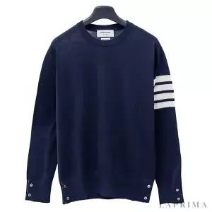 [톰브라운][THOM BROWNE] 톰브라운 네이비 밀라노 스티치 코튼 4-바 크루넥 풀오버 MKA002AY1014-415