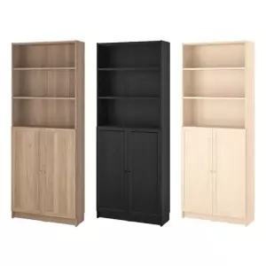 이케아 BILLY 빌리 OXBERG 옥스베리 와이드 대형 책장+도어 80x30x202cm 수납장 선반 진열장 장식장