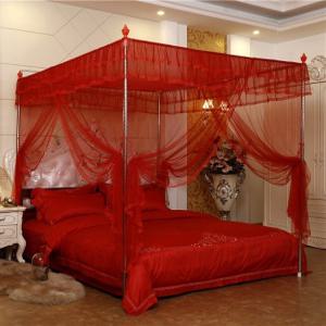 공주캐노피 침대 인테리어 더블 베드 레이스 커텐