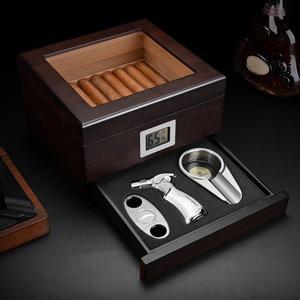 시가보관함 원목 시가케이스 상자 커터 세트 삼나무