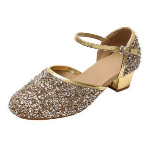 스포츠댄스슈즈 골드 쿠션 신발 연습용 중학생 스펭글