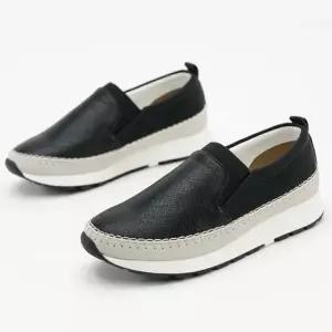 [오노마] ONM 배색 통굽슬립온 발편한 운동화 여성 키높이 스니커즈