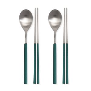 라온누리 스크래치 없는 보테 올스텐 컬러 수저세트 딥에메랄드 2벌, 1개