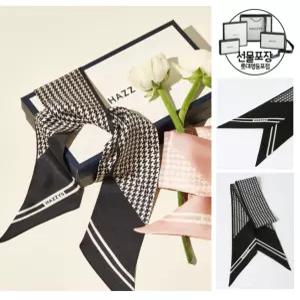 (헤지스/선물포장)블랙 하운드투스 실크 스카프HISC4E900BK