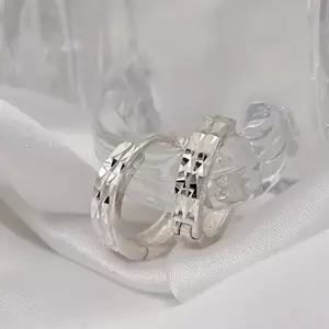 [미니아트] 925 SILVER 실버 더블 컷팅 링 귀걸이