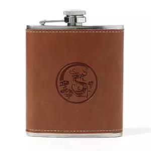 가죽 힙플라스크 브라운 200ML 휴대용술병 등산술병