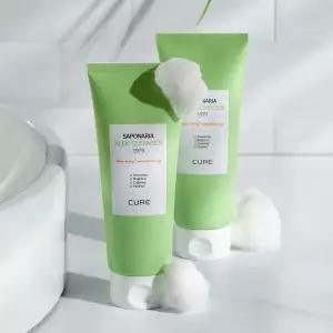 [15%+카드12%] 김정문알로에 큐어 사포나리아 알로에 클렌져 150g 2개