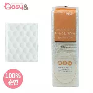 더순수한 화장솜 엠보코튼 100P  비닐형 클렌징티슈 엠보싱 순면화장솜