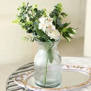 [조아트]인테리어 유리 화병 꽃꽂이 튤립 스트라이프 투명 플리츠화병