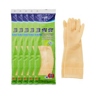 크린랩 식품전용 고무장갑 M(중) 아이보리 5켤레