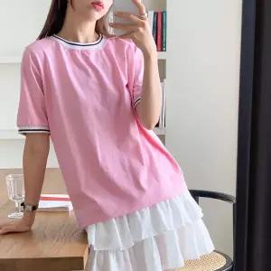 [하프클럽/]배색 기본 5부 반팔 여름 캐주얼 티셔츠