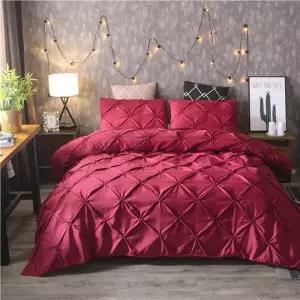 호텔식 침구 매트리스 침대 이불 커버세트_실크레드