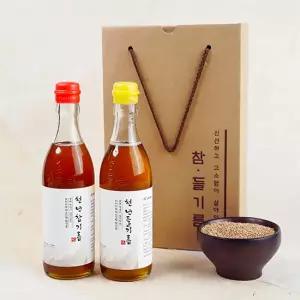 저온압착 천년참기름 350ml+들기름 350ml 명절선물세트