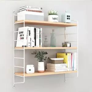 땡스리빙 심플 벽선반 수납 원목 책상선반 거실 2단 3단 선반장 다용도실