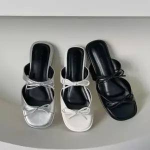 [하프클럽/]여자 3컬러 리본 뮬 슬리퍼_WS29851