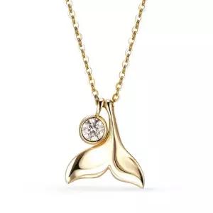 14k 함께해 고래꼬리 모이사나이트 목걸이