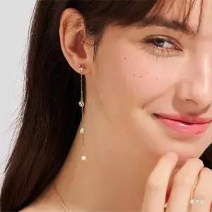 18k 모이사나이트 언더더씨 롱귀걸이_중