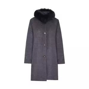 [롯데백화점]크로커다일레이디 알파카 체크소재 폭스카라 탈부착 코트 CLDWCT108
