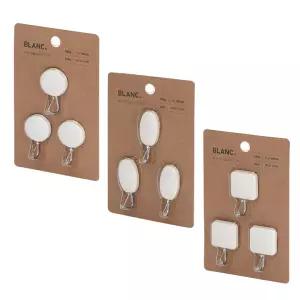 o 창신리빙 모양 부착걸이(중형) 3개입.벽걸이 다용도걸이 접착식 후크 무타공 타원형 원형 사각형