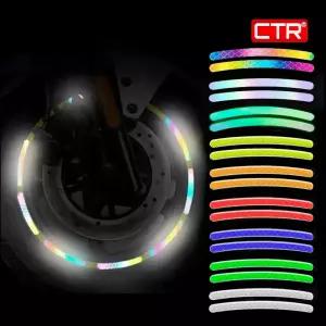CTR 차량용 타이어 휠 스티커 야광 스크레치 홀로그램 야간 빛 반사 튜닝 오토바이 자전거 림 데칼 반사판 충돌방지 보호 필름 