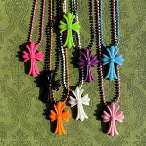 실리콘 목걸이 펜던트 실리크롬 패션 크로스 복고풍 쥬얼리 힙합 컬러플