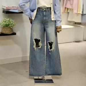 [대구백화점] [반에이크]하이 와이드 찢 청바지(VB52DLQ301W)