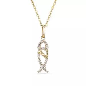 14k 럭키피쉬 랩 다이아몬드 펜던트