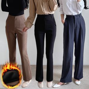 [S~4XL] 겨울 여성 기모바지 슬랙스 골덴 하이웨스트 스판 와이드 부츠컷 슬림핏 일자 정장 코듀로이 본딩 빅사이즈 카고 조거 팬츠 하객룩 오피스룩