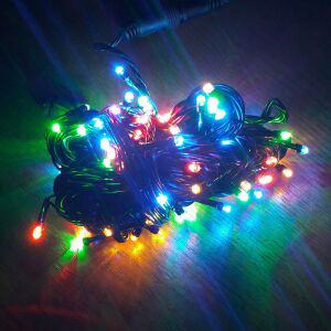 LED트리전구 100구 검정선 컬러혼합 점멸전원코드포함 띠전구 와이어 LED LED조명 가랜드 가렌드 용전구