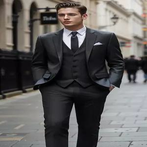 [트루젠]남자 봄여름 예복 혼주 턱시도 차콜 정장 양복 조끼 베스트 세트 3