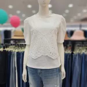 [조이너스]여성 브랜드 레이스 반팔 면 티셔츠JEU4WKS260_US