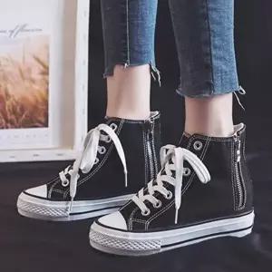 여성 2컬러 225-245 6cm 속굽 키높이 하이탑 캔버스화-WFFSS72