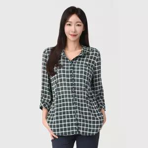 [PAT 여성] 체크 후드 롱 셔츠_1J41510