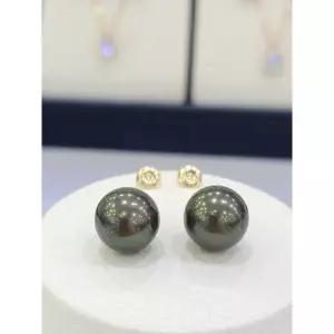 14k 골드 12mm 스왈흑진주 침 귀걸이 GHONG -0012-피코크진주