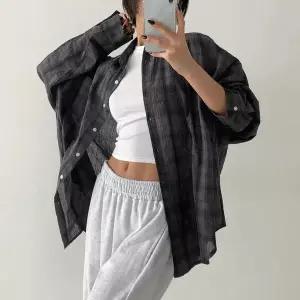 [하프클럽/다잇템]여자 카라넥 체크남방 롱슬리브 큰사이즈 셔츠