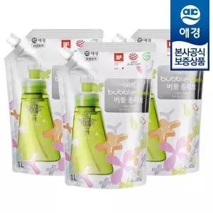 [애경] 순샘 버블 올리브 주방세제 리필 1L x3개