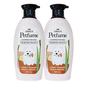 엘지 시리우스 펫퓸 러블리플라워 강아지 샴푸 마일드 샤이닝 500ml 2개 펫 반려견