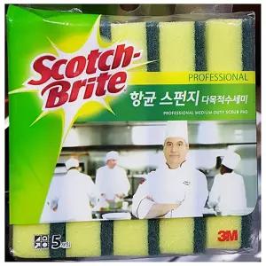 항균 스펀지 수세미 3M 5매/주방용품/3M수세미/철수세미/스카치브라이트/스카트수세미/스카치브라이트수세