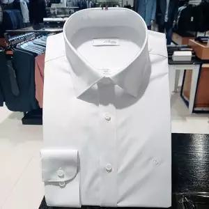 [대구백화점] [듀퐁셔츠]카라 뒷고대 삼색 패치 화이트슬림셔츠(SE5SM21LS375SWH)