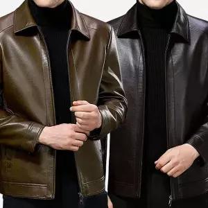 [하프클럽/]레더 싱글 자켓 봄 가을 남성 카라 블루종 가죽 점퍼