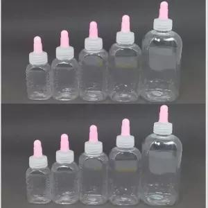 긴마개 눈금액체병 100ml(1pcs) 고투명물약병 긴마개 PET 투명한 투약병 긴마개물약병