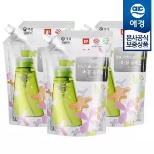 [애경] 순샘 버블 올리브 주방세제 리필 1L x3개