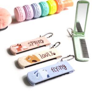 랄라프렌즈 접이식 빗 거울 세트 휴대용 캐릭터 애니멀 귀여운 선물용 헤어브러시