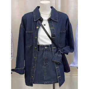 데님 셔츠 청청패션 재킷 여성용 제품 미니 스커트 데님세트 투피스