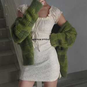 레이스 펀칭 드레스 디테일 원피스 제품 퍼프 소매 여성용