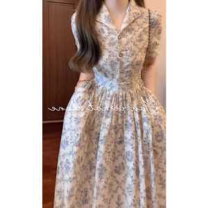 롱원피스 카라원피스 베이지 로맨틱 제품 원피스 프랑스풍 반팔원피스 여자원피스