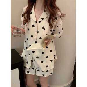 긴소매 긴기장 제품 파자마 상하의 세트 패턴 실내복 하트 잠옷