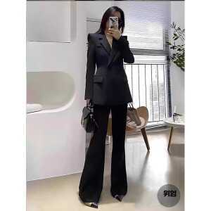 여성용 블랙 슬림 정장 투피스 비즈니스 제품 복장 수트