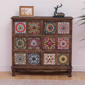 엔틱서랍장 원목 3단 600 우드 와이드 안방 서랍장