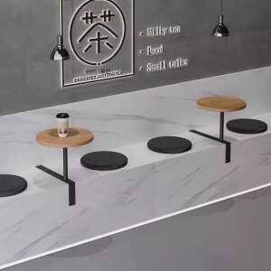 벤치 고정 제품 L형 탁자 철제 카페 원형 블랙 벽면 테이블 30x35높이 부착 나무탁면